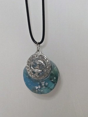 Pisces Zodiac Necklace Genuine Turquoise One Of A Kind 18 Inch Rope Chain 