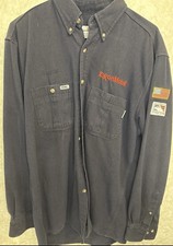 Tyndale FR Shirt Mens MD Blue Long Sleeve Flame Resistant ExxonMobil Workwear