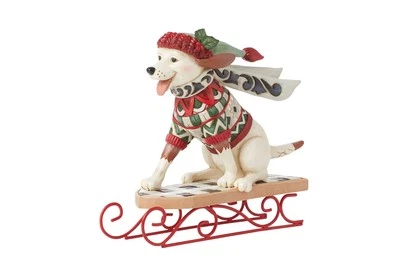 Enesco Jim Shore Heartwood Creek Highland Glen Dog on Sled Figurine 5.31 Inch