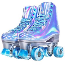 Roller Skates for Women, Shiny Holographic High Top Rollerskates, Mixture Col...