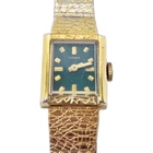 Vintage Timex Gold Tone Mechanical Winding Watch Rare Green Dial Womens