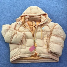 The Arrivals Jacket Womens XS Orange Flare Turbo Puff Hooded Puffer Quilted