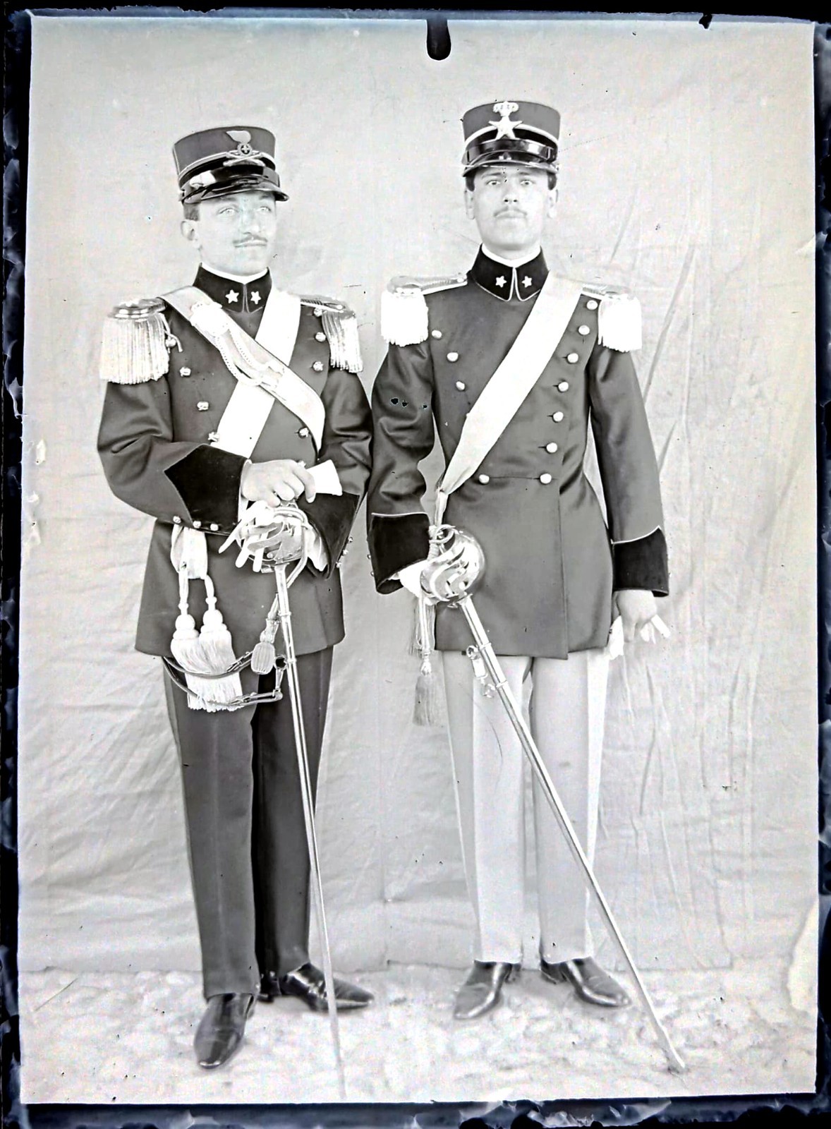 Lastra Fotografica Vetro Bromuro - Originali 1900 COPPIA MILITARI REGIO ESERCITO