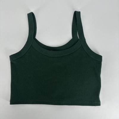 Cotton:On Women's Willa Waffle Cami Crop Top Alpine Forest Green Size M NEW