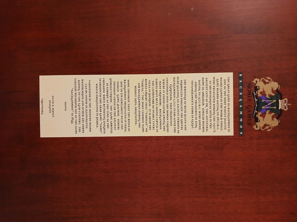 NOBLE GAMES BACKGAMMON LEATHER & WOOD GAME BOARD LIMITED EDITION - Image 4 of 4