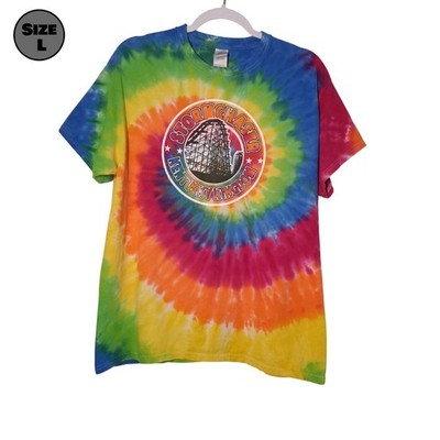 Kentucky Kingdom Storm Chaser Roller Coaster USED Shirt (L, Tie-Dye, Wind)