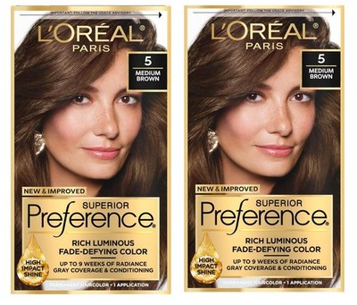 L'Oreal Paris Superior Preference FadeDefying, No 5, Medium Brown, Qty=2