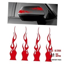 4 PCS Car Flame Reflective Sticker, Flame Graphic Auto Body Sticker Racing Red