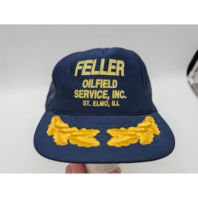 VTG Feller Oilfield Service Inc St Elmo IL Trucker Hat Navy Blue Scrambled Eggs - Image 1 of 4