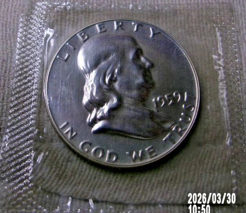 1959 PROOF Silver Franklin Half Dollar 50 Cents Proof Set  Cello