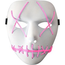 Light-Up Pink Stitch Plastic Mask Fancy Dress Halloween Adult Costume Accessory