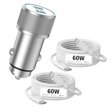 USB C Car Charger, All Metal 72W 2-Port USB-C Car Power Adapter PD Fast 