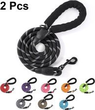 2x Rope Dog Leash 5 FT with Comfortable Padded Handle Highly Reflective Threads