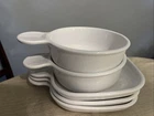 Vintage Set Of 5 Corning Ware White P-150-B & P-185-B Grab It Plates And Bowls