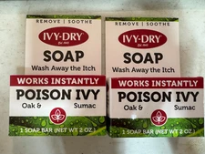 2 bars Ivy-Dry Soap 2oz EACH Poison Ivy Oak and Poison Ivy Sumac Oak Relief