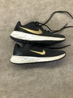 Nike Youth Revolution Running Shoes Black With Gold Nike Swoosh Size 4Y — photo 2