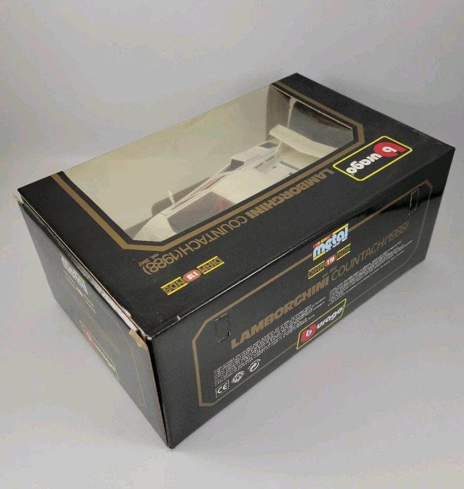 Burago Diamonds: Lamborghini Countach - Blanco (1988) Diecast Car escala 1:18 3047 Foto 4 de 4