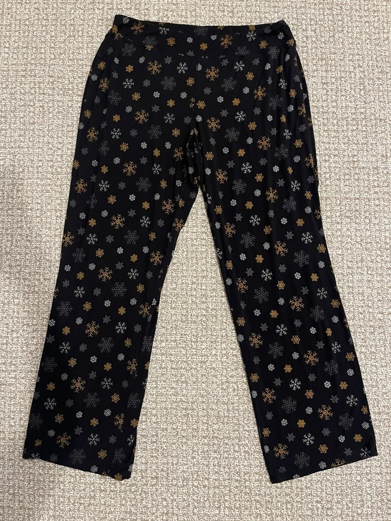 Soma Black Snowflakes Print Pants Sleepwear with Pockets Size Large
