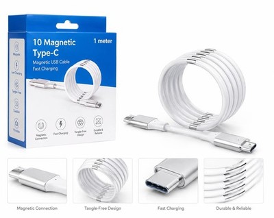 1M Magnetic Fast Charging Cable Type-C USB Data Cord For iPhone Samsung Android