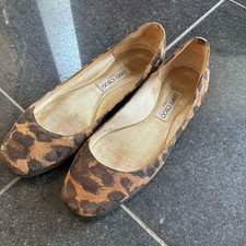 Jimmy Choo Leopard Print Flats Women s 75US Rubber Sole Shoes