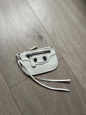 Balenciaga Le Cagole Coin Purse Card Holder White Arena Lambskin Leather Italy