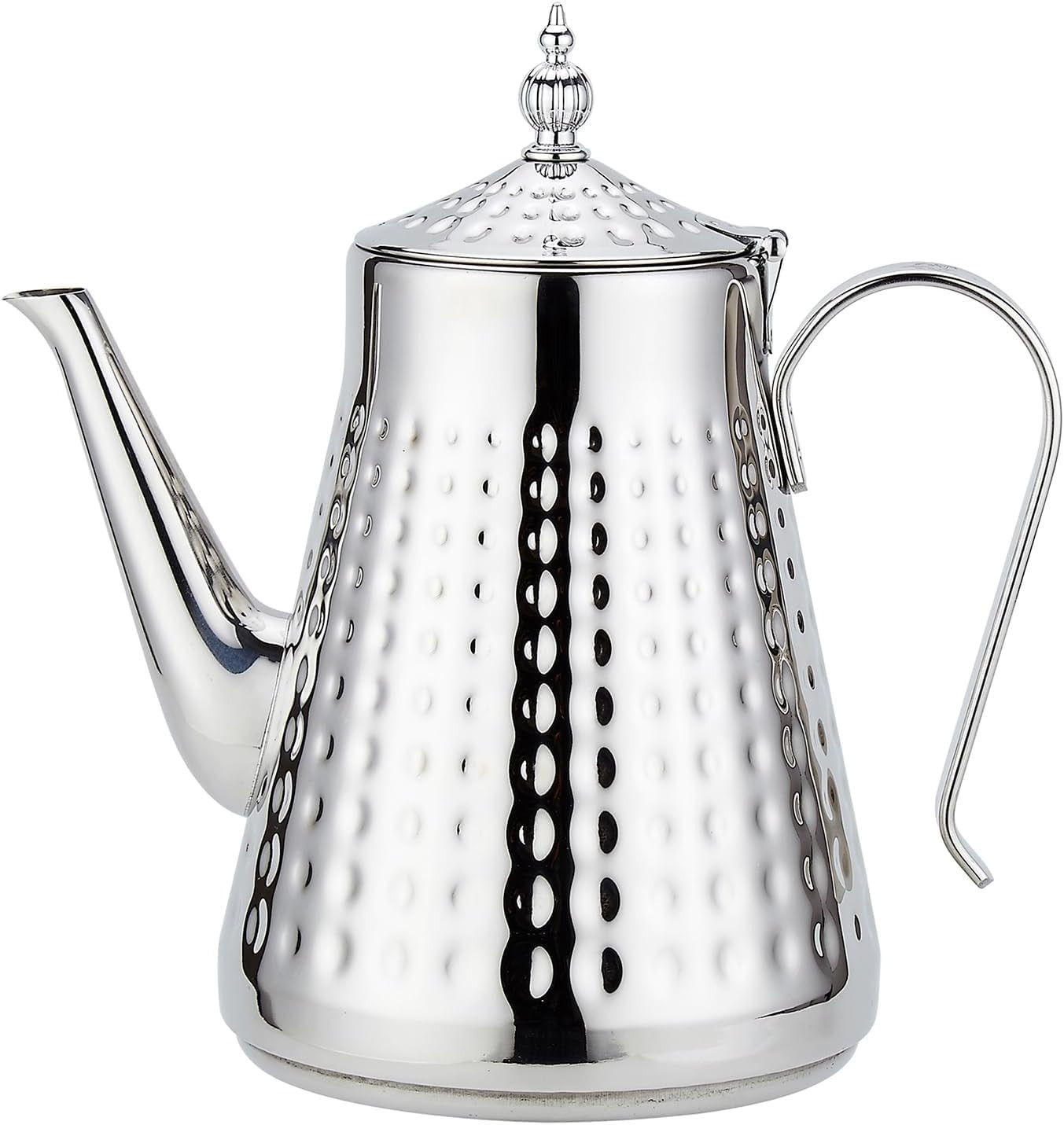 Théière vintage en inox argent 1,8L au design classique élégant