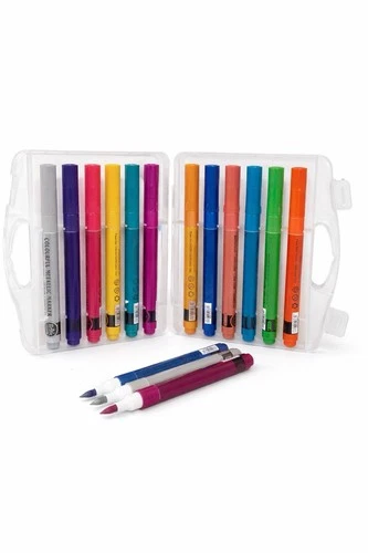 12 Metallic Marker Pens Set in Clear Case – Assorted Shiny Colors Creative Set