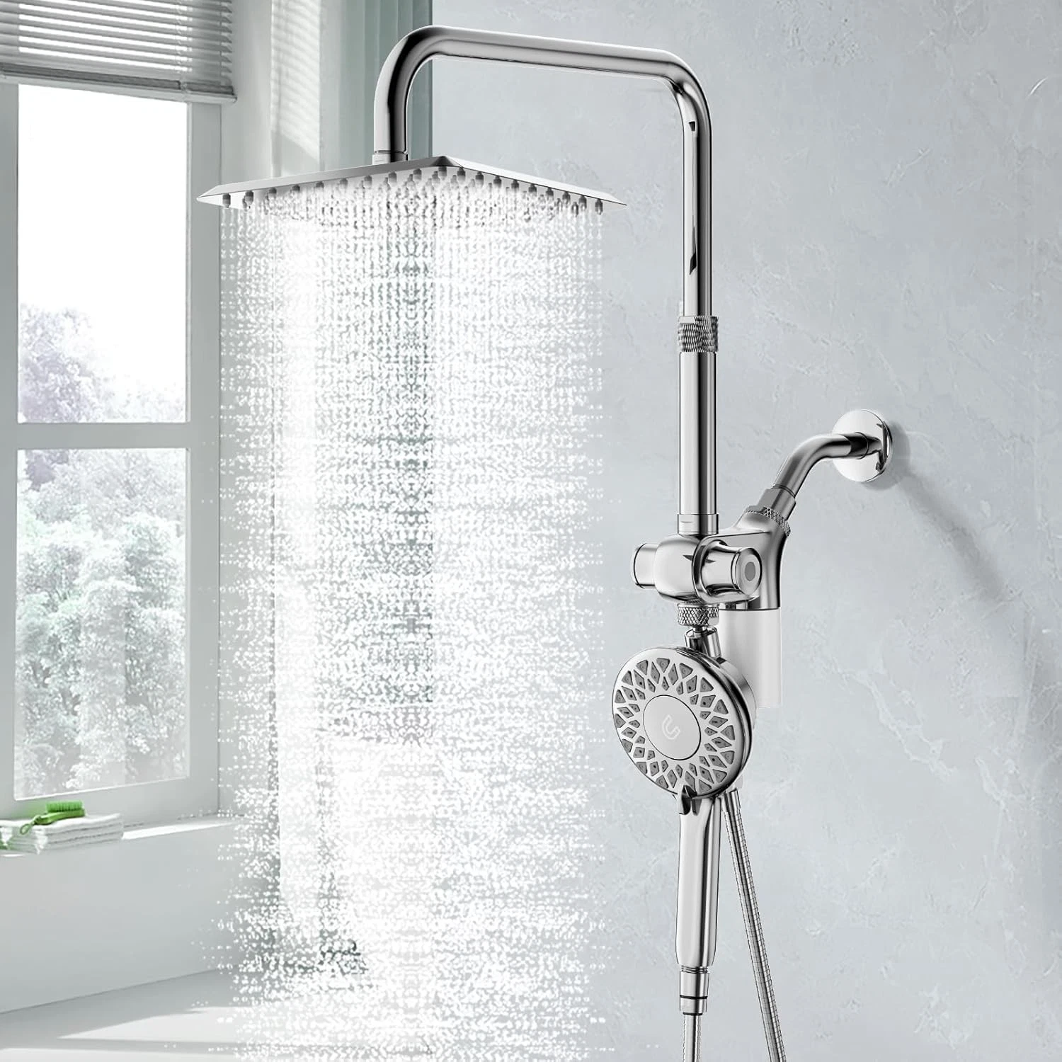 High Pressure Rain Shower Head Filtered Handheld Chrome