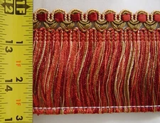 2.75" Brush Fringe Yellow Gold Cranberry Red Olive Green Matched Tassel Fringe 