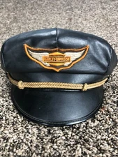 VTG Harley Davidson GENUINE LEATHER 1950's Collectible Biker Captains Hat Rare