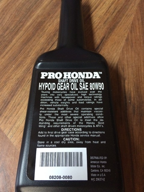 Pro Honda Shaft Drive Oil Hypoid Gear Oil SAE 80W90, 8 oz Case 12