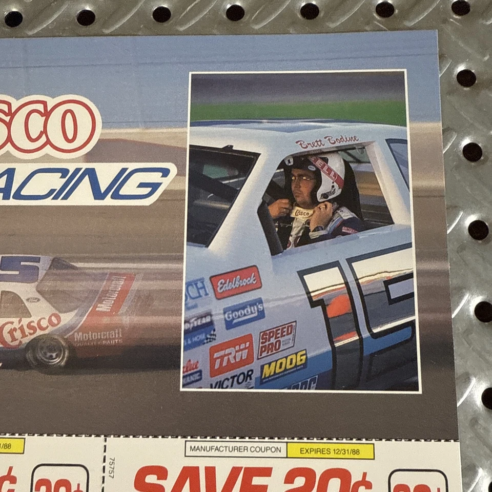 "Postal y cupones NASCAR Brett Bodine #15 Thunderbird Crisco Racing 1988 7x8""" Foto 3 de 4