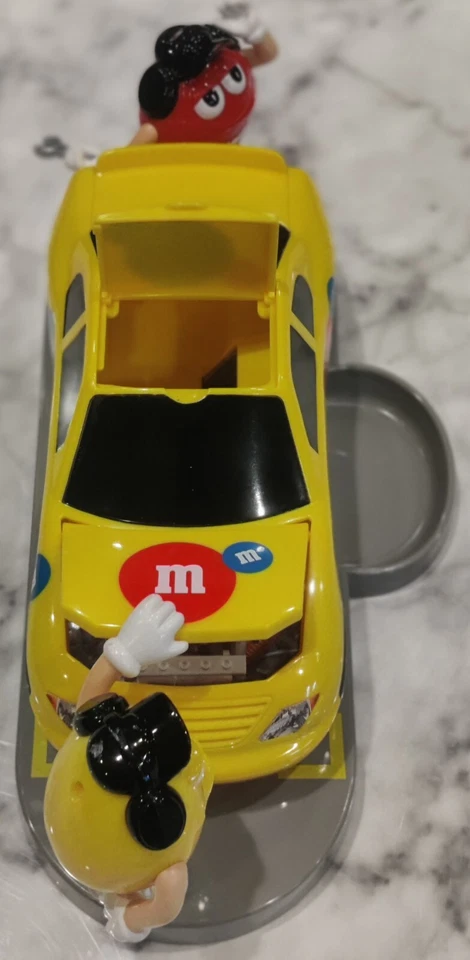 Vintage M&M’s Under the Hood Nascar And Walgreens Candy Dispenser Yellow & Red - Image 3 of 4