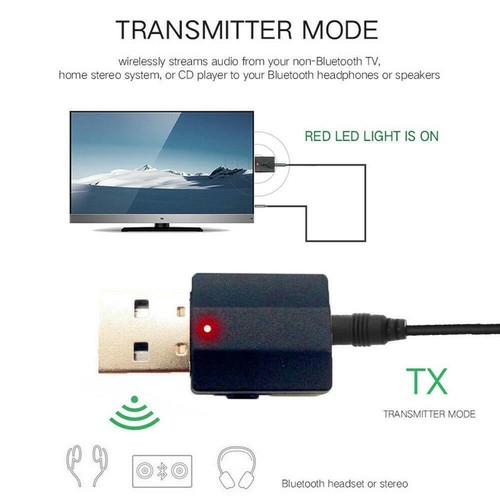 Adaptateur Audio 1USB Bluetooth 5.0 Émetteur Récepteur Haut-Parleur pour TV AUX HOT NEUF - Photo 7/12