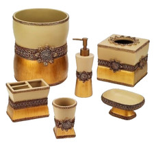 Avanti Linens Braided Medallion 6 Piece Gold Resin Bath Accessory Set