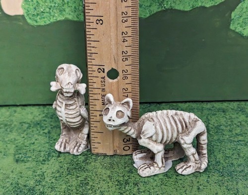 Miniatur Skelett Katze und Hund Set Halloween Herbst Dekoration 2" groß NEU - Bild 7 von 8