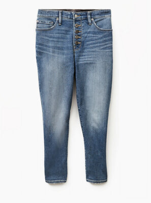 Torrid Crop Sky High Skinny Jean Premium Stretch Medium Wash With Hem 14 #24394