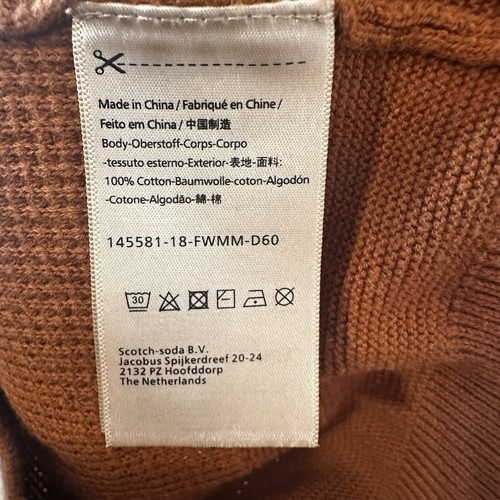 Scotch & Soda Brown Mens Crew Waffle Knit Sweater Preppy Outdoor Nightlife Small - Picture 12 of 13