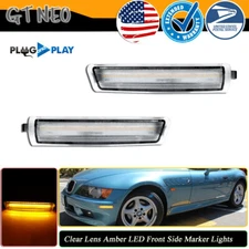 Euro Clear Lens Front Bumper Amber Full LED Strip Side Markers For 96-02 BMW Z3