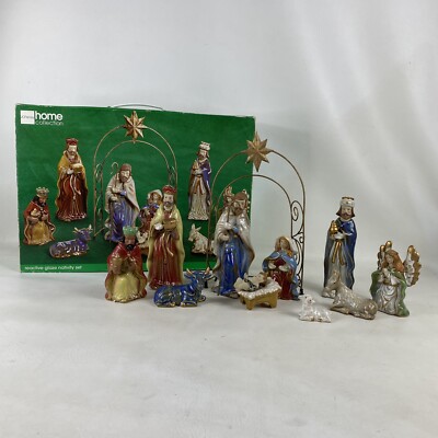 Vintage Christmas Reactive Glaze Nativity Set JCPenney Home 12