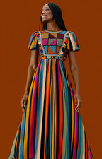 FARM RIO Extraordinary Stripes Embroidered Lenzing Ecovero Viscose Dress $285