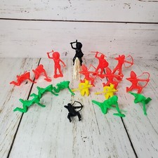 Native American Warrior Cowboy Figures Plastic Horse Stallion Set Of 18 Vintage