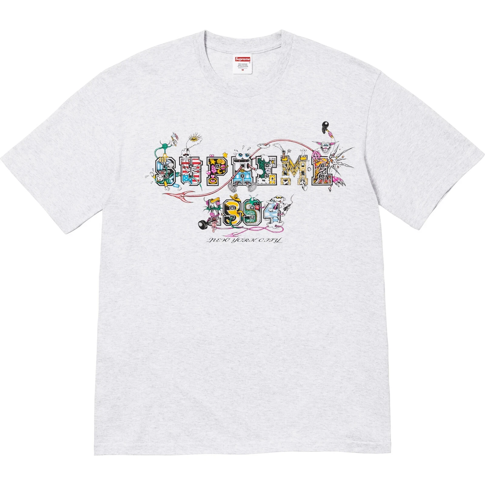 T shirt Supreme Varsity   Gris cendres   Taille Large   SS24 Neuf Authentique