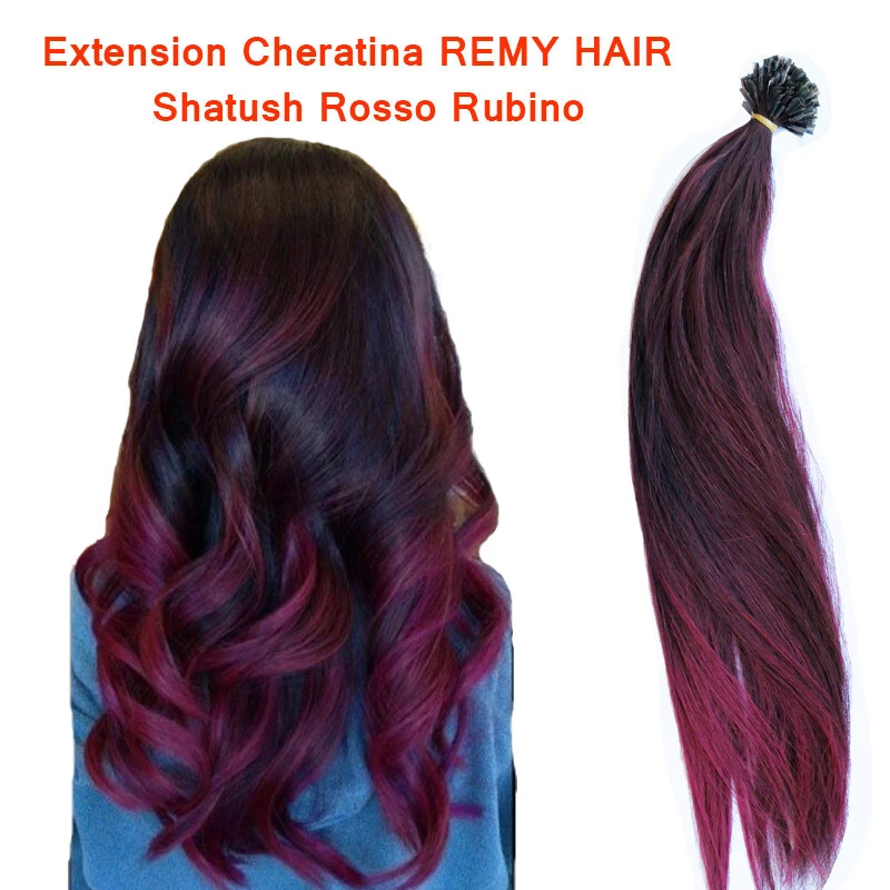 VICTORIA BEAUTY EXTENSION CHERATINA shatush rosso capelli VERI 53cm 100% Remy Hair 0,5 grammo