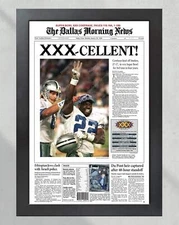 1996 Dallas Cowboys Super Bowl Champion Framed Newspaper Front Page Print