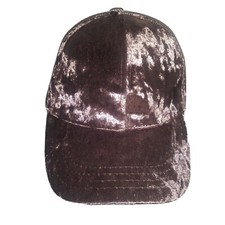 NEW Taupe Faux Crushed Velvet Disco Y2K Women Cap Hat Adjustable