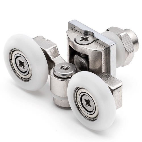 Paquete de 4 rodillos/corredores de puerta de ducha de aleación de zinc superior ruedas 23 o 25 mm diapositiva L057 - Imagen 7 de 13