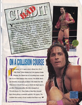 Bret Hart Razor Ramon August 1993 WWF Wrestling Magazine Page WWE ...