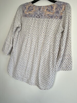 Tunique Fat Face Taille 10 UK - Manches Courtes, Rayures, Coton Blend, Occasion Très Bon état