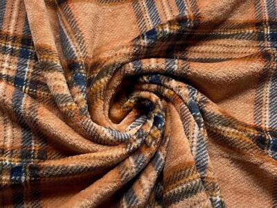 Doppelseitiger superweicher Kuschel Fleece Stoff Material TARTAN CARAMEL
